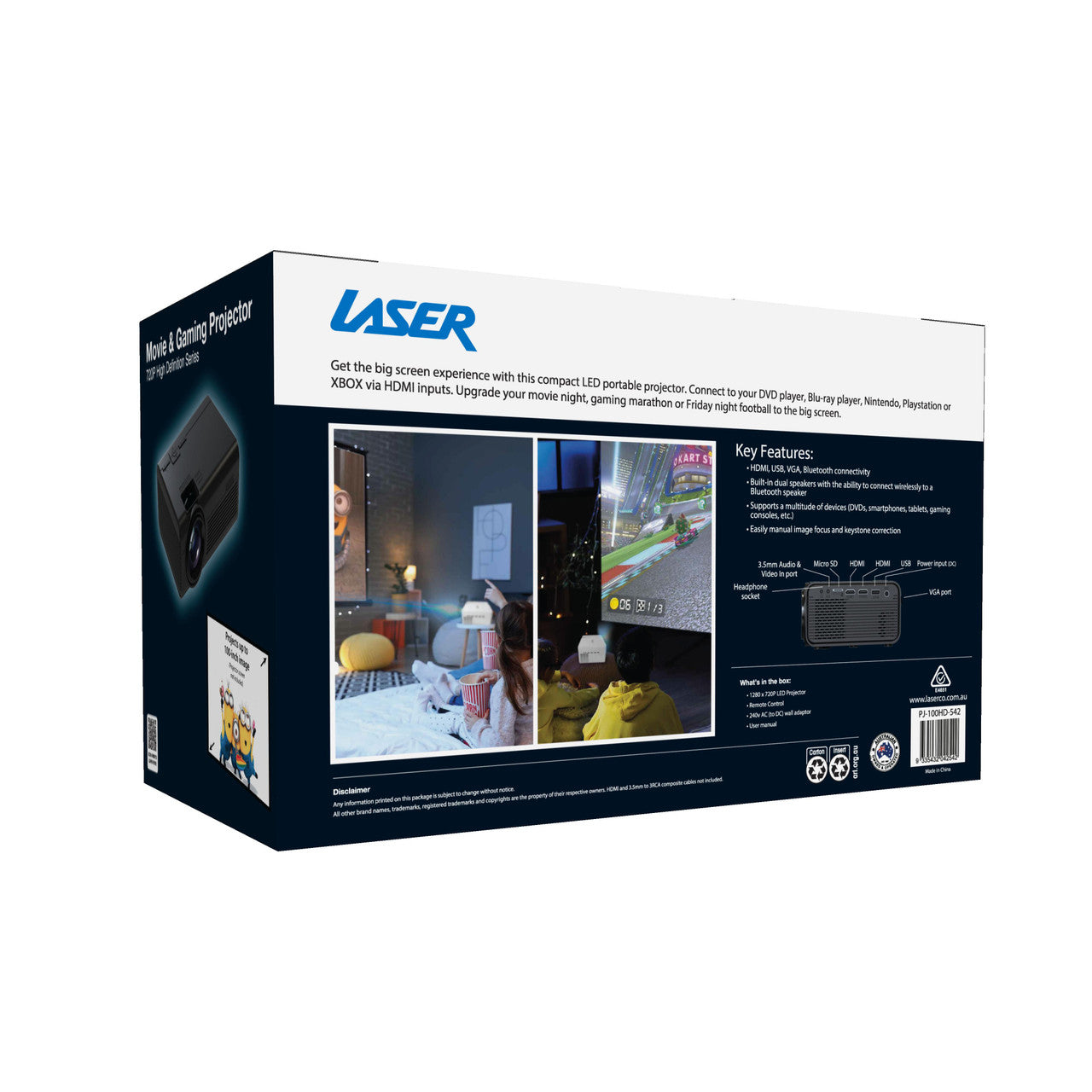 Laser HD Projector with Bluetooth & HDMI