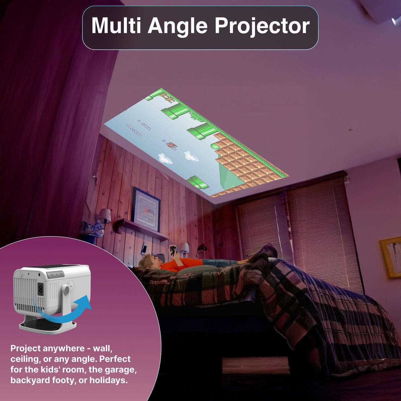 Precision Outdoor Gaming Projector Bundle with Inflatable Screen, 300lm