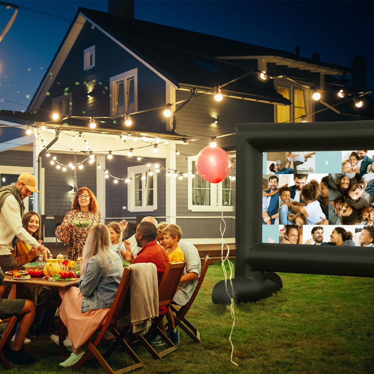 Precision Outdoor Gaming Projector Bundle with Inflatable Screen, 300lm