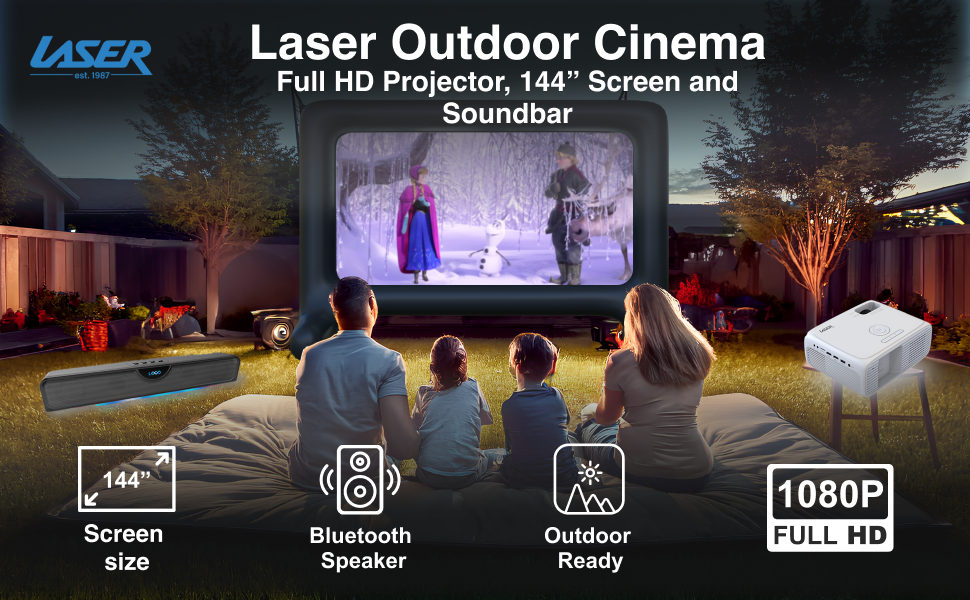 Laser Outdoor Cinema: Full HD Projector, 144