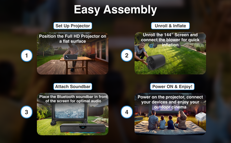 Laser Outdoor Cinema: Full HD Projector, 144