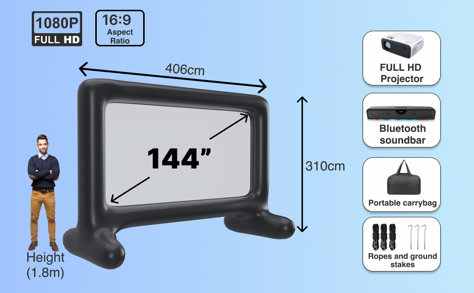 Laser Outdoor Cinema: Full HD Projector, 144