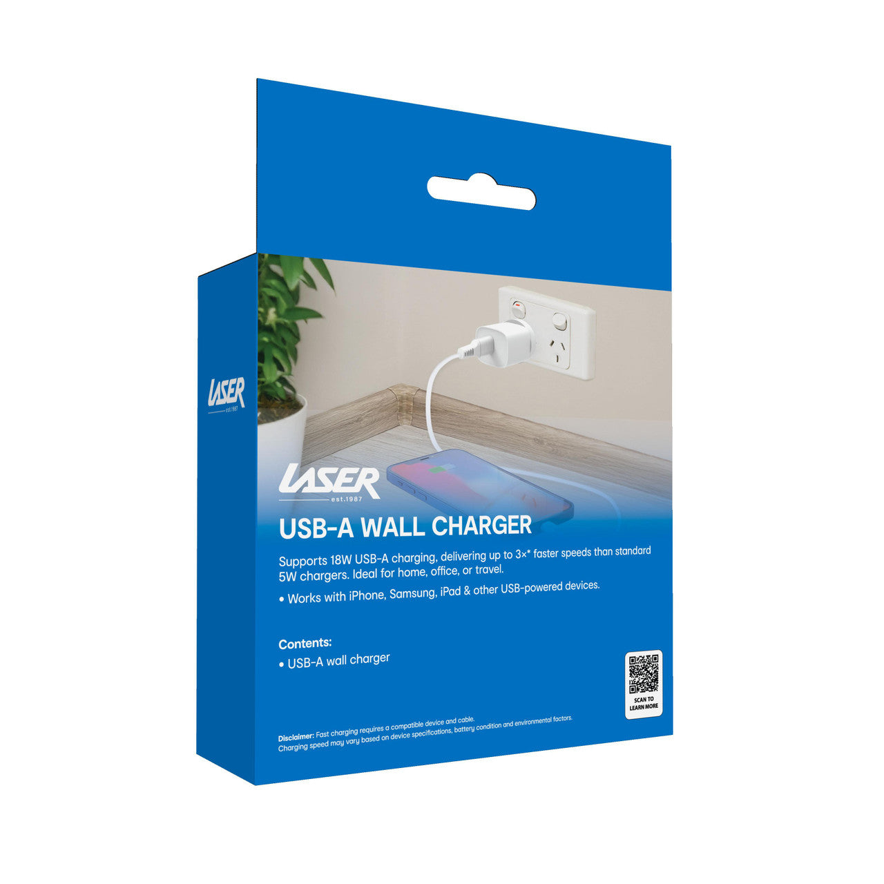 USB-A 18W QC3 Wall Charger White