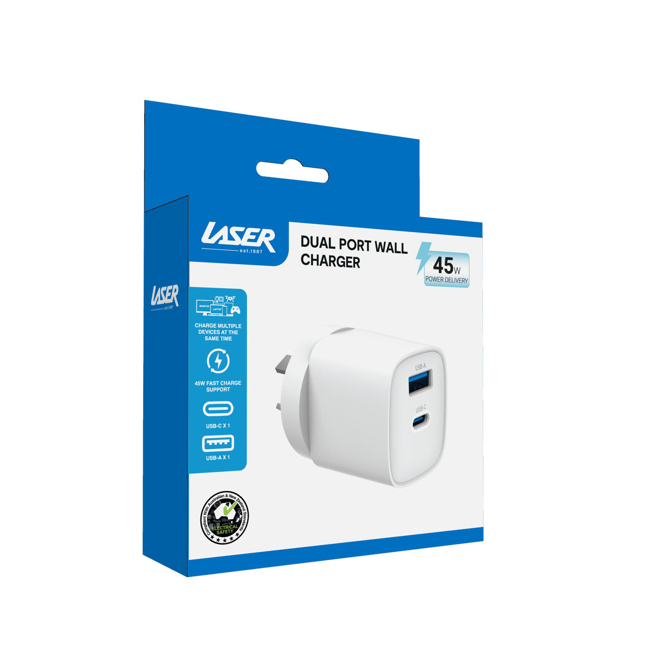 Dual Port 45W USB Wall Charger White