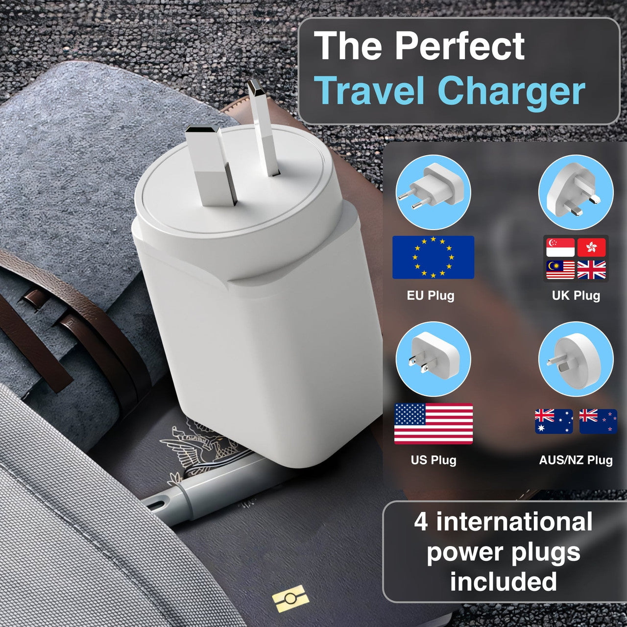 65W GaN Travel Charger with 4 Adaptors