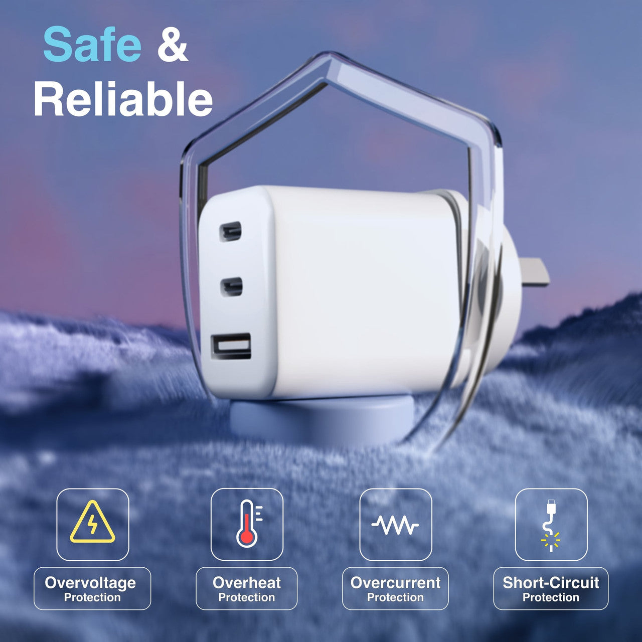 65W GaN Travel Charger with 4 Adaptors