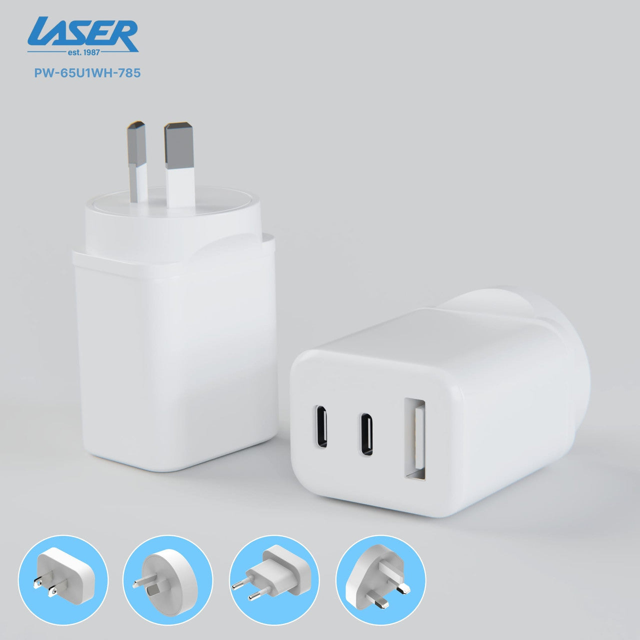 65W GaN Travel Charger with 4 Adaptors