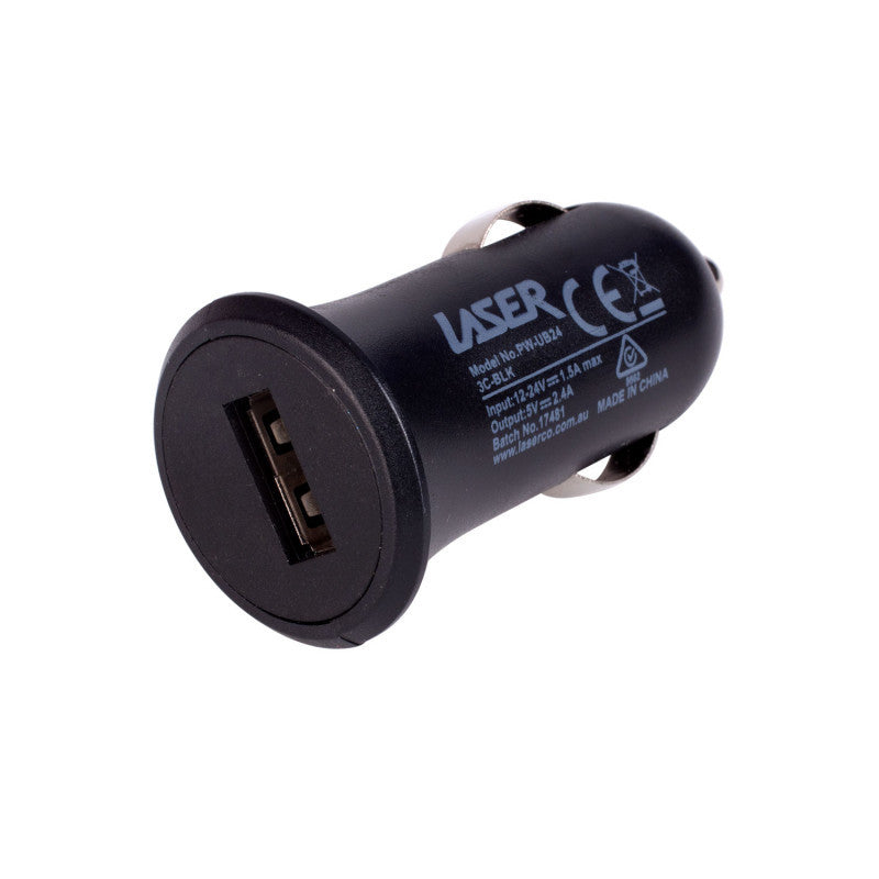 USB Car Charger Black with 3-in-1 Cable: Micro USB, Type-C