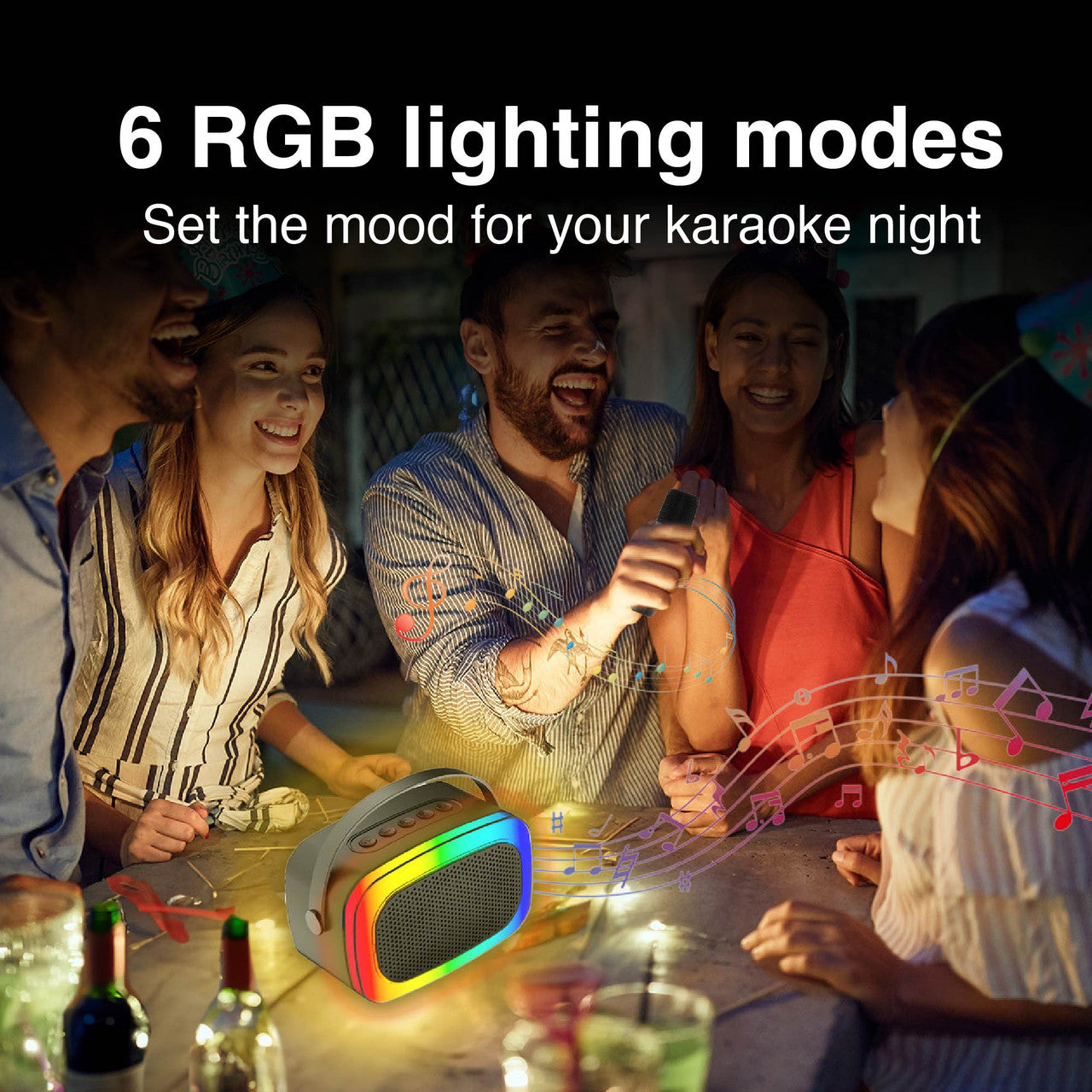 Laser Karaoke RGB Speaker with 2 Wireless Mics