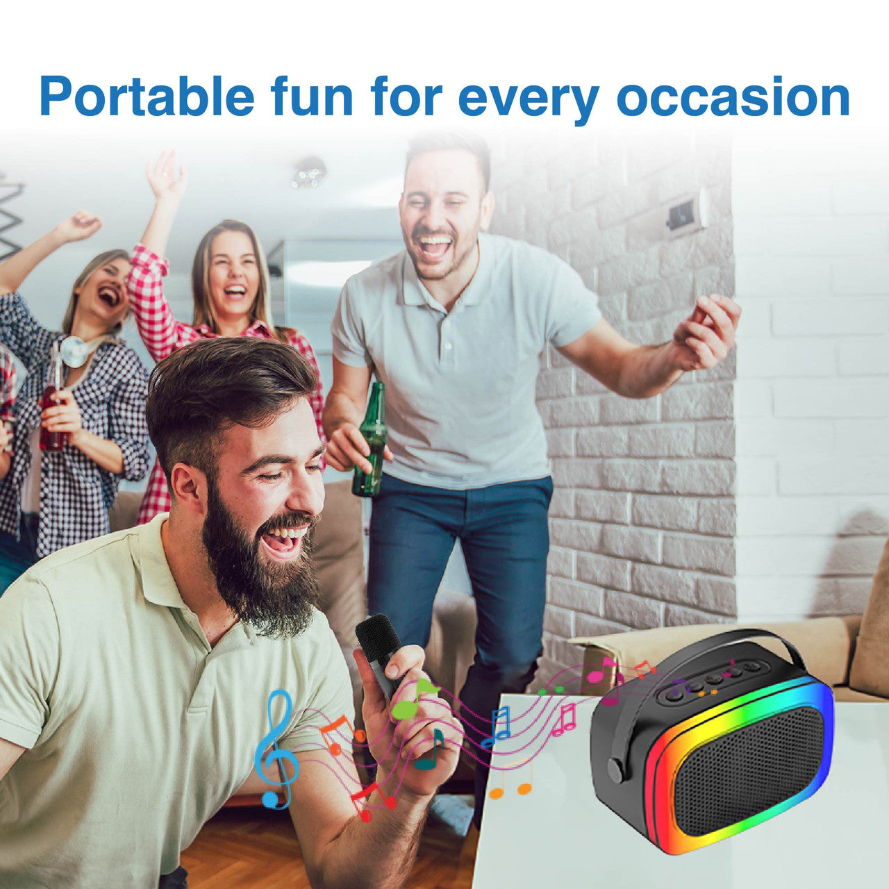 Laser Karaoke RGB Speaker with 2 Wireless Mics