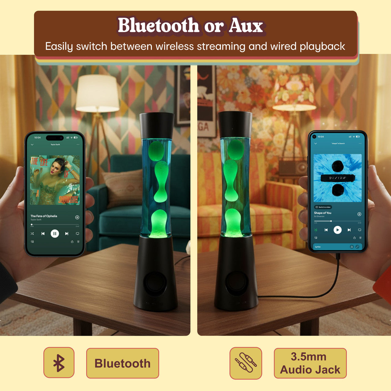 Retro Lava Lamp with Bluetooth Speaker