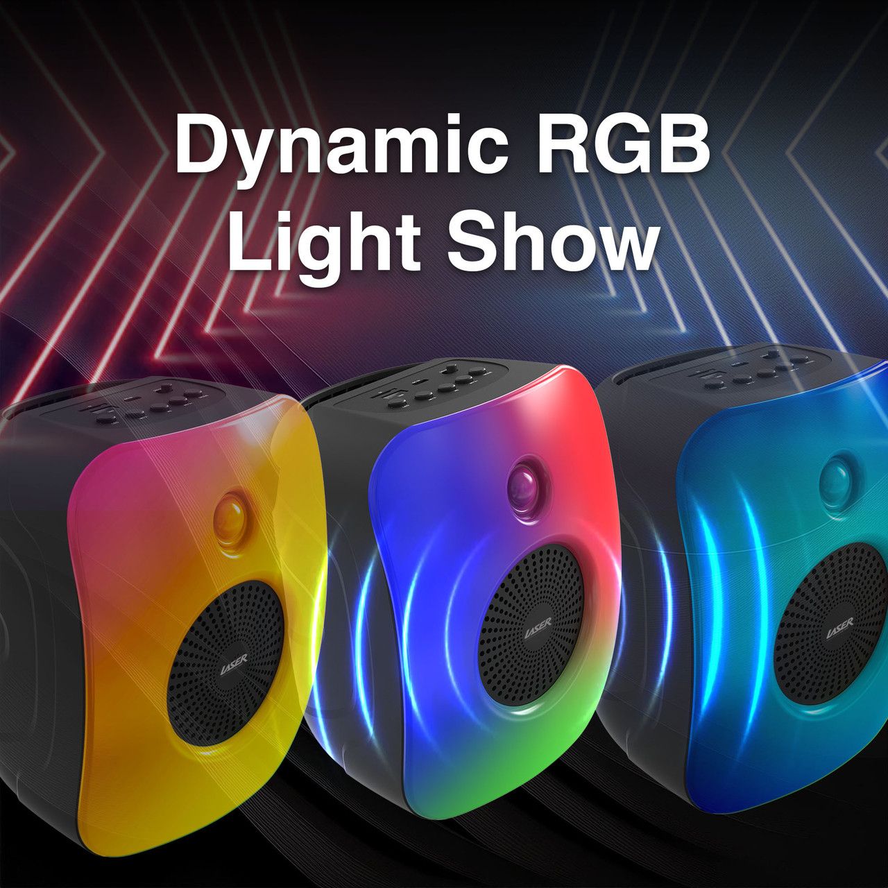 RGB Mini Party Speaker Black Bluetooth Sync Lights TWS Pairing Device