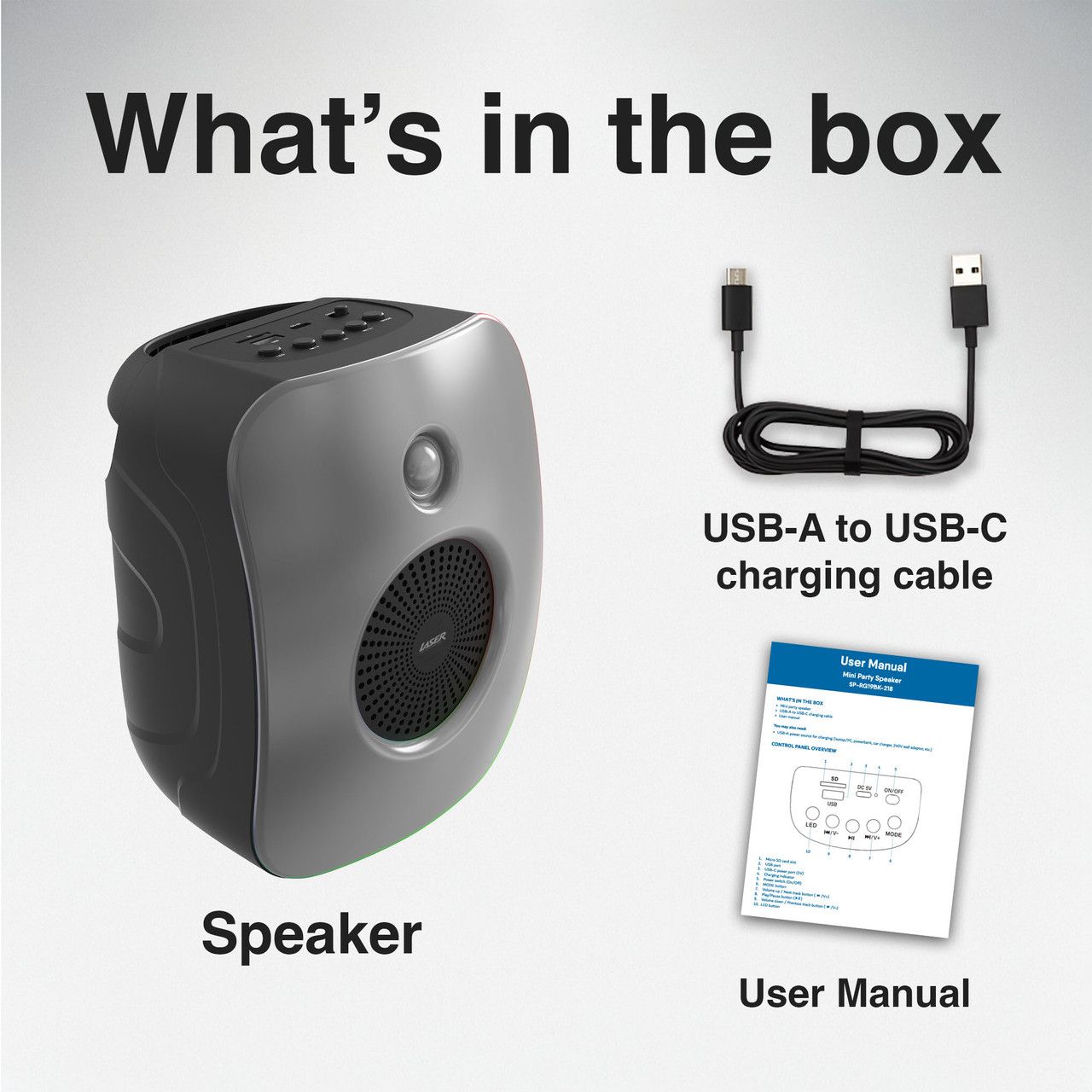 RGB Mini Party Speaker Black Bluetooth Sync Lights TWS Pairing Device