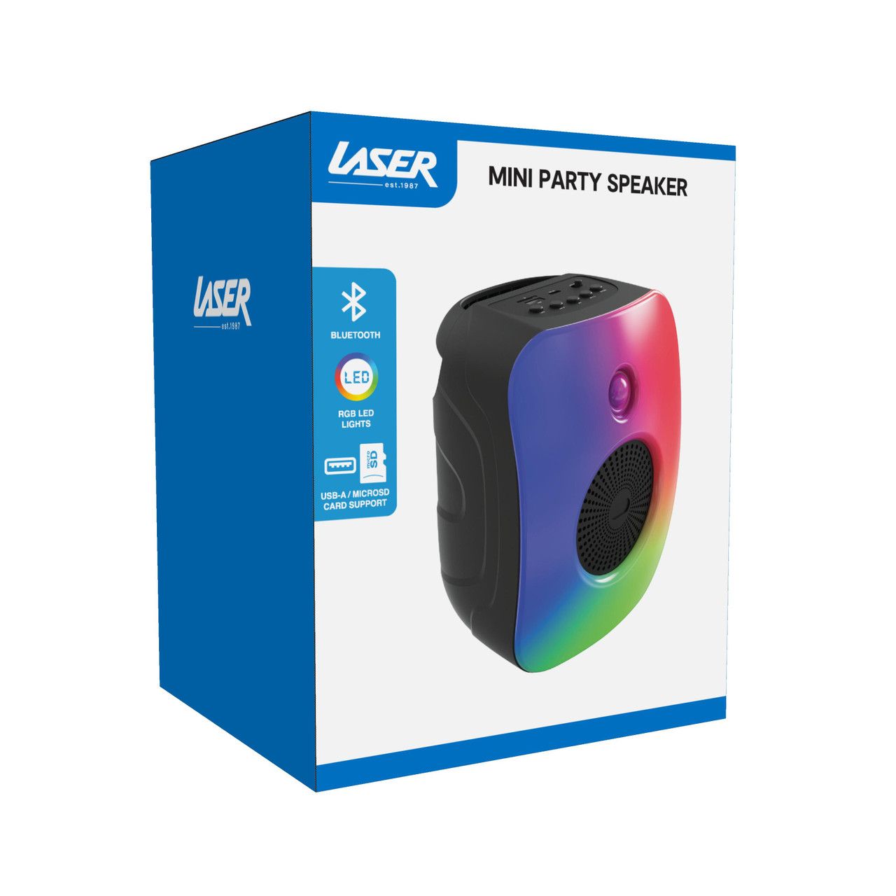 RGB Mini Party Speaker Black Bluetooth Sync Lights TWS Pairing Device