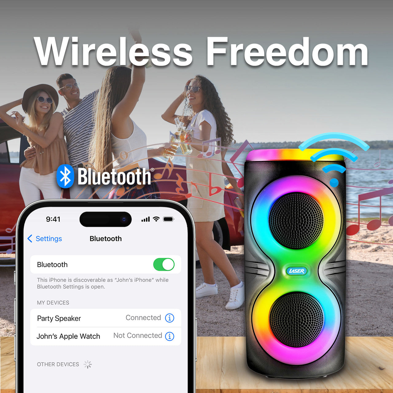 Laser RGB Party Speaker with Microphone Jack
