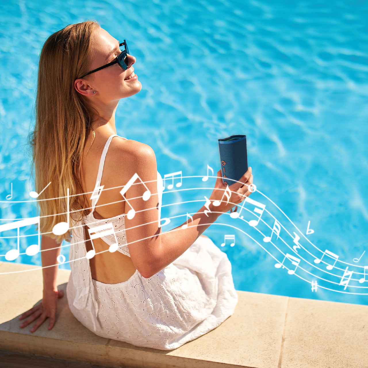 Laser Splash Proof Bluetooth Speaker Blue