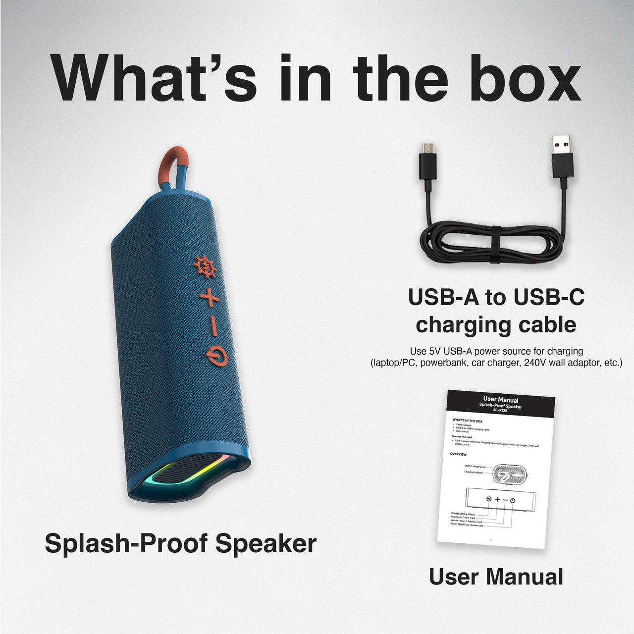 Laser Splash Proof Bluetooth Speaker Blue