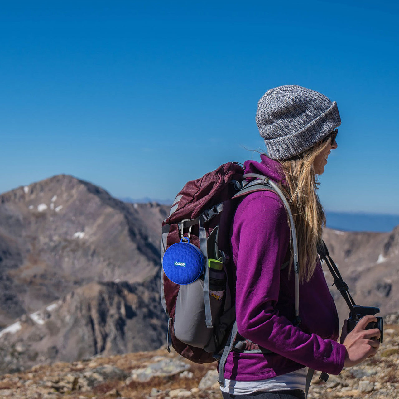 Outdoor Bluetooth Speaker with Mount Blue
