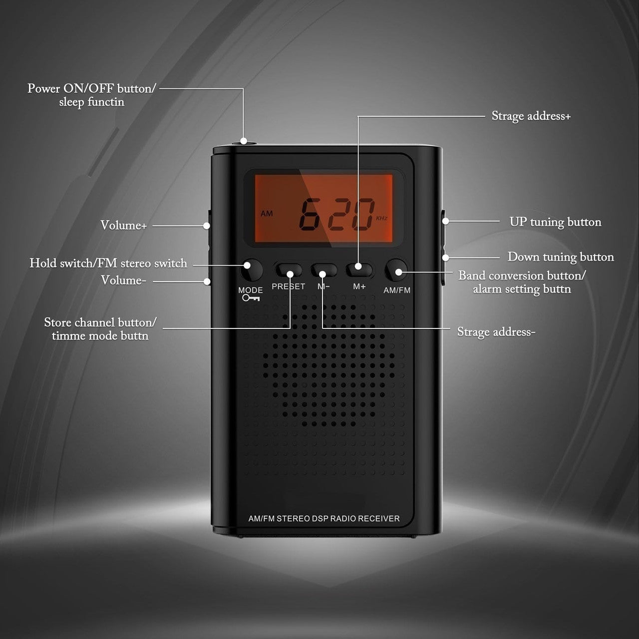AM FM Pocket Radio with LCD and Speaker