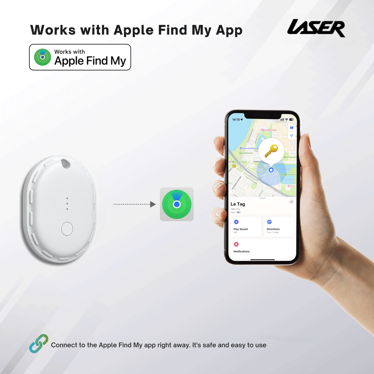 Mini Smart Tag with Apple Find My Tracking White