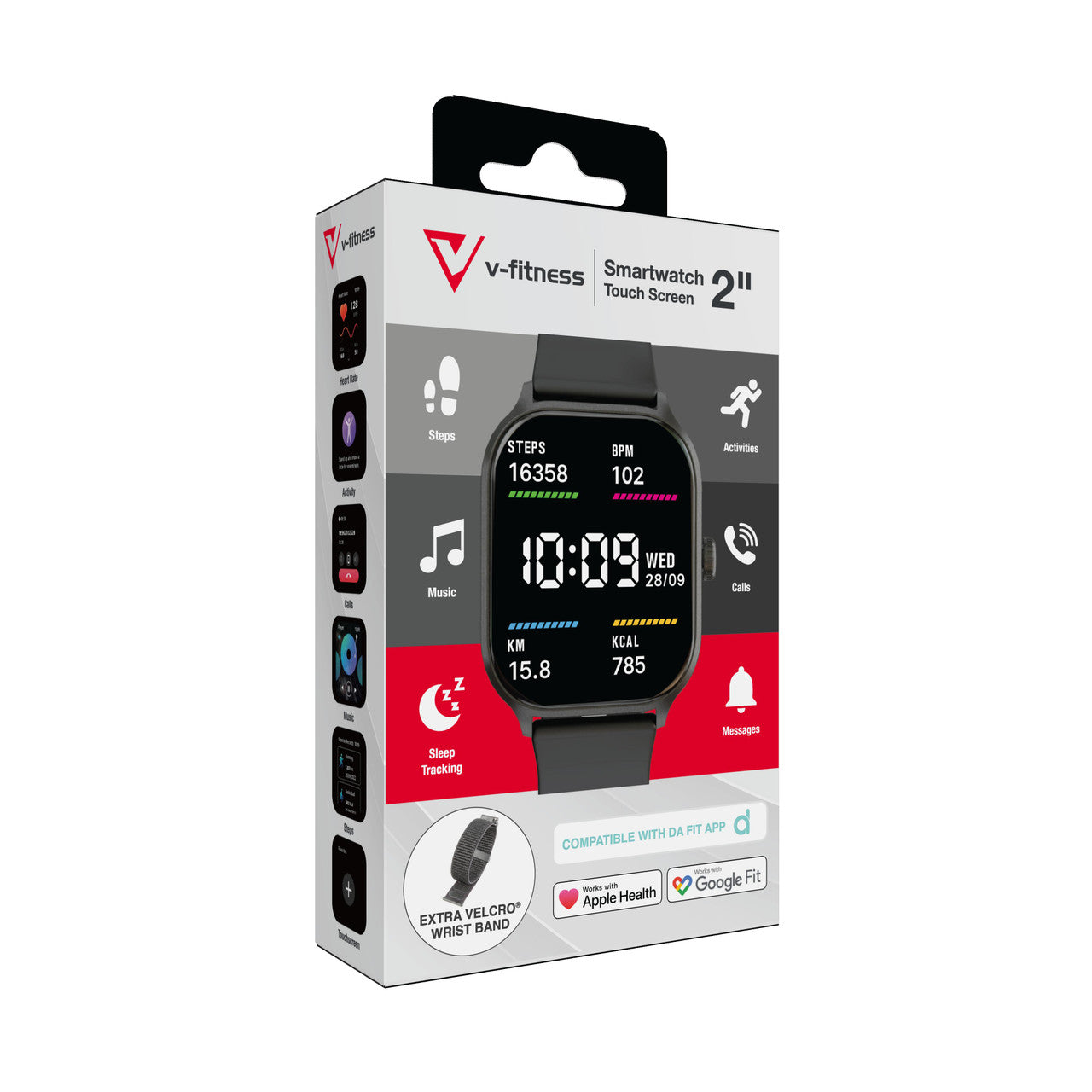 V-Fitness Smart Watch 2 Inch Touch Screen - Black