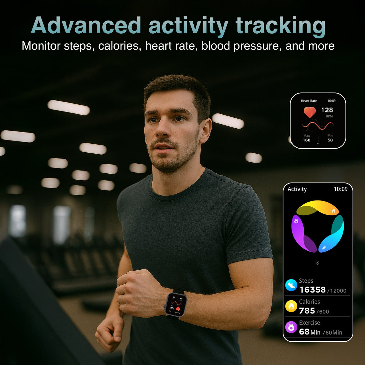 V-Fitness Smart Watch GPS and 2.1 inch Black