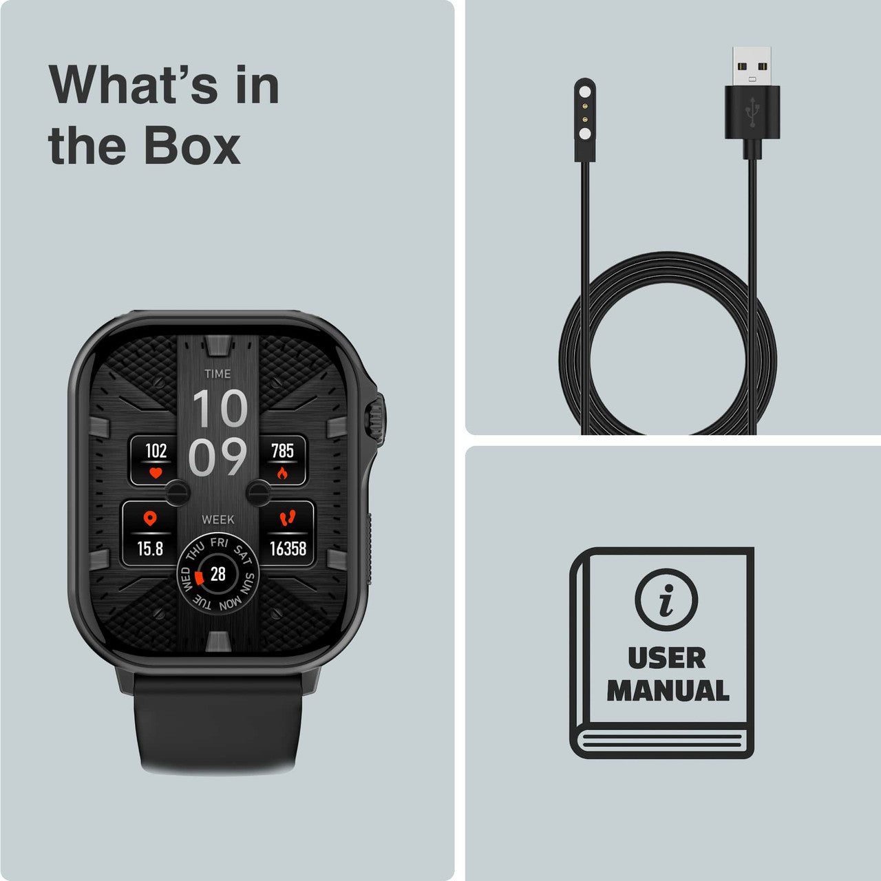 V-Fitness Smart Watch GPS and 2.1 inch Black