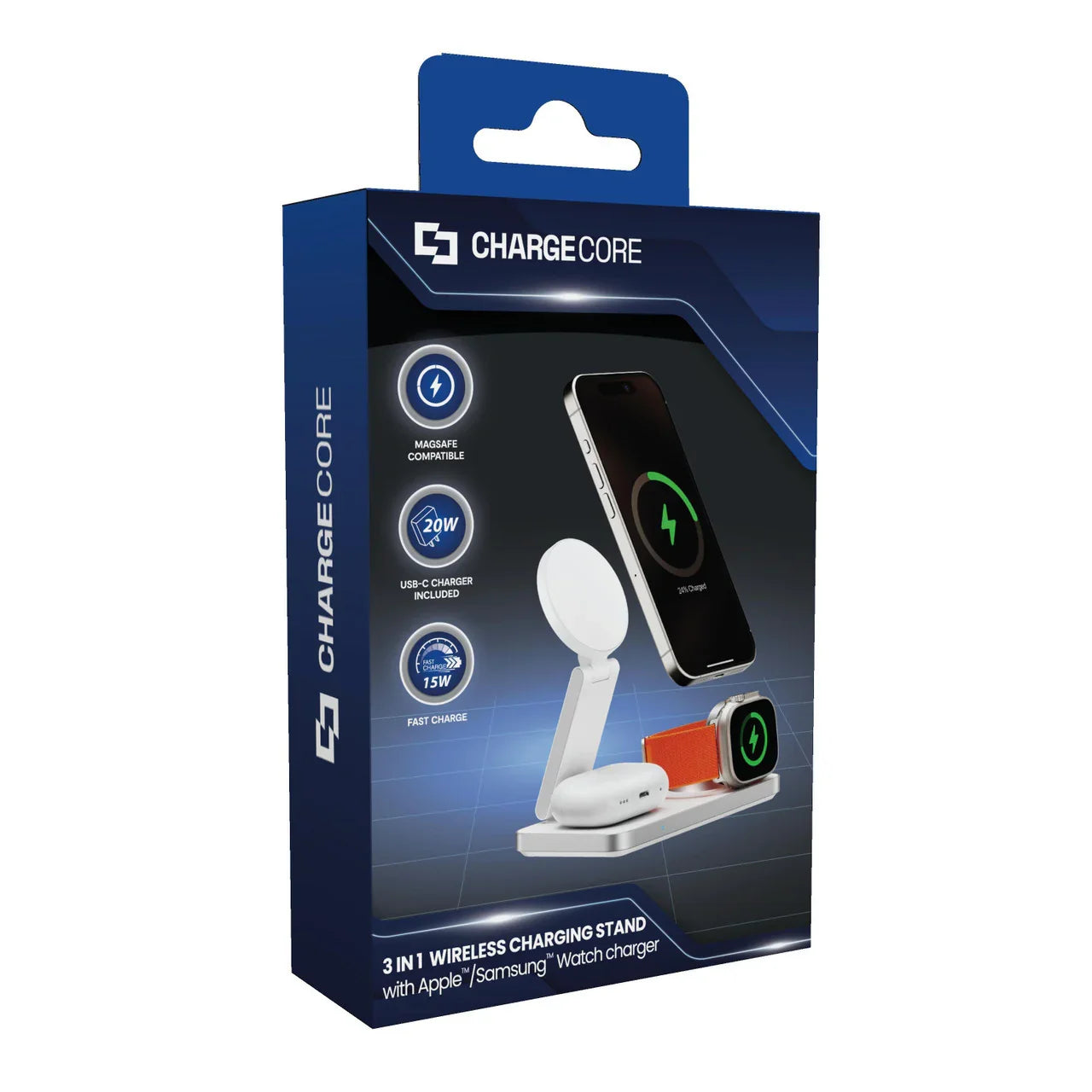 ChargeCore 3-in-1 MagSafe Charger White