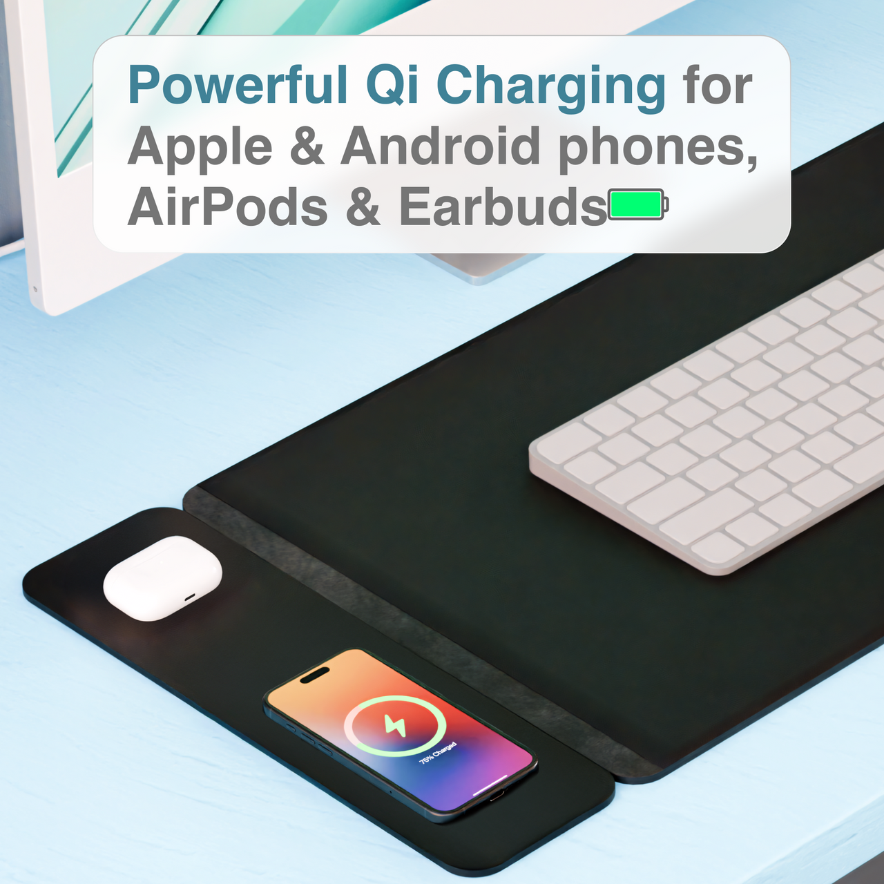 Wireless Charging Desk Mat Black
