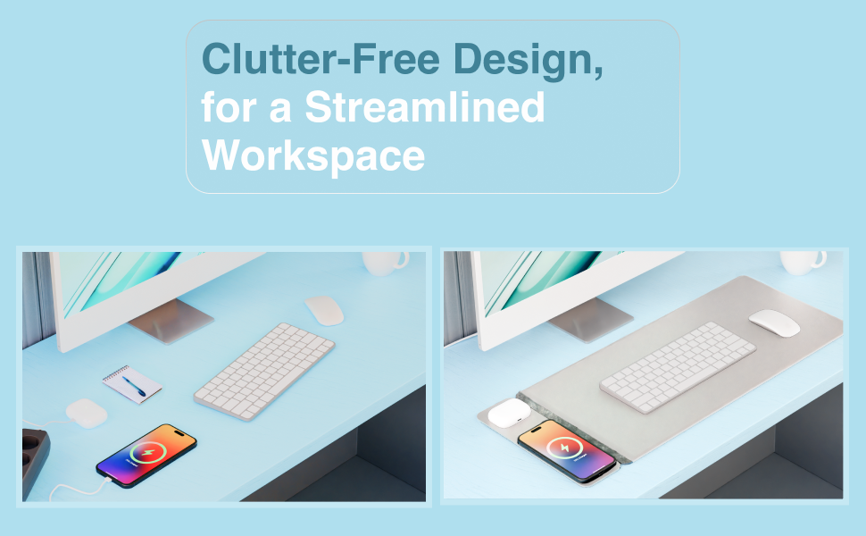 Wireless Charging Desk Mat Grey