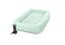 Inflatable air mattress with built-in pillow on a white background