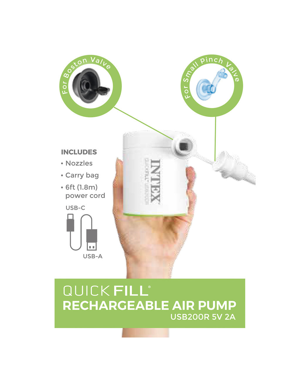 Quick-Fill USB Electric Air Pump - USB200R - 66637