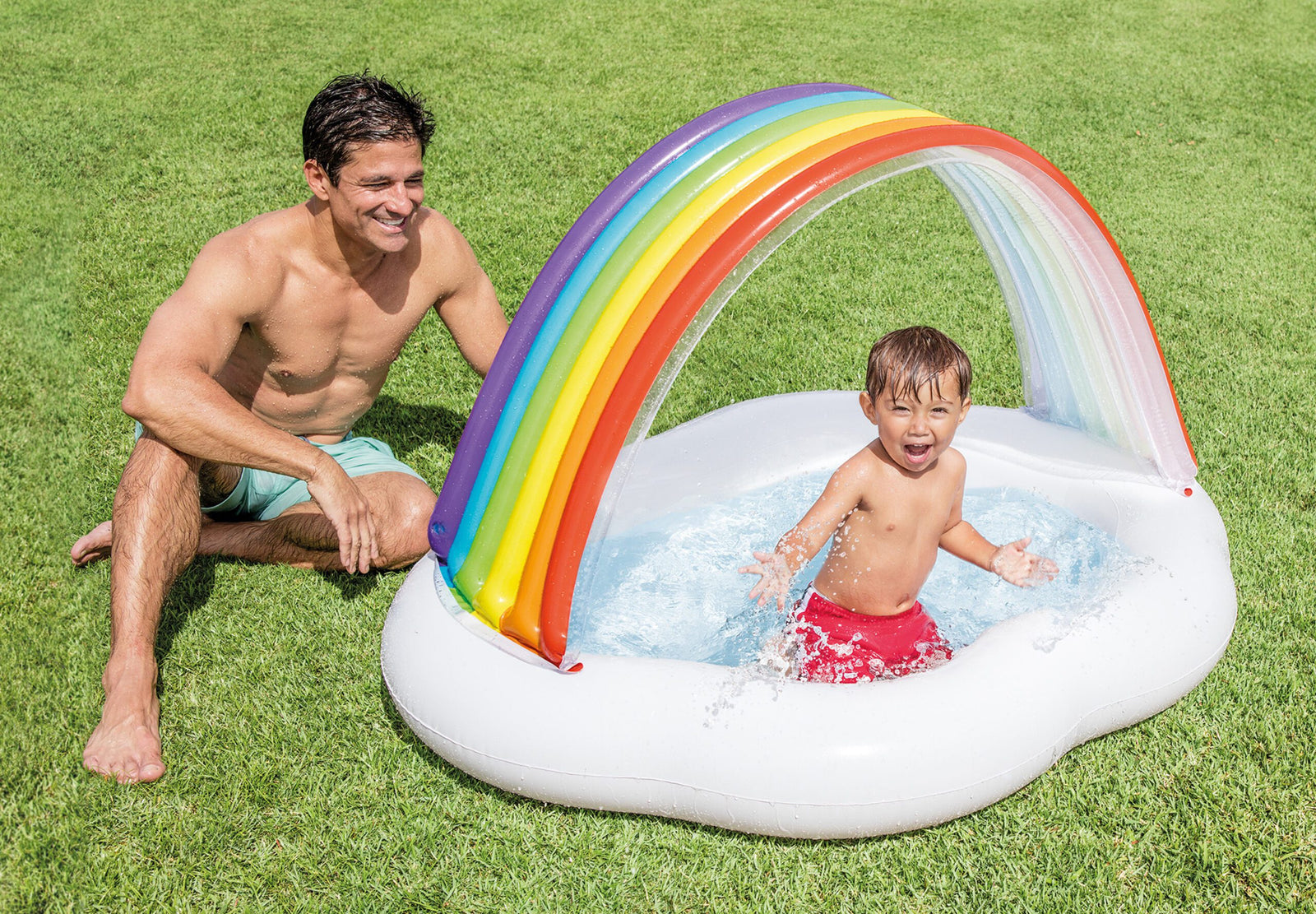 Rainbow Cloud Inflatable Spray Baby Pool 57141