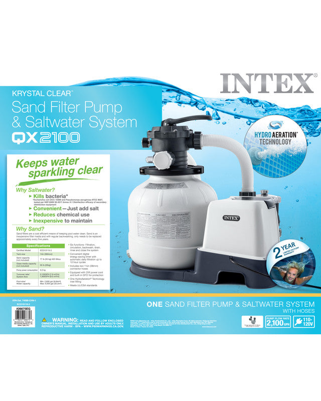 Krystal Clear Sand Filter Pump and Saltwater Pool Chlorine System - 26676