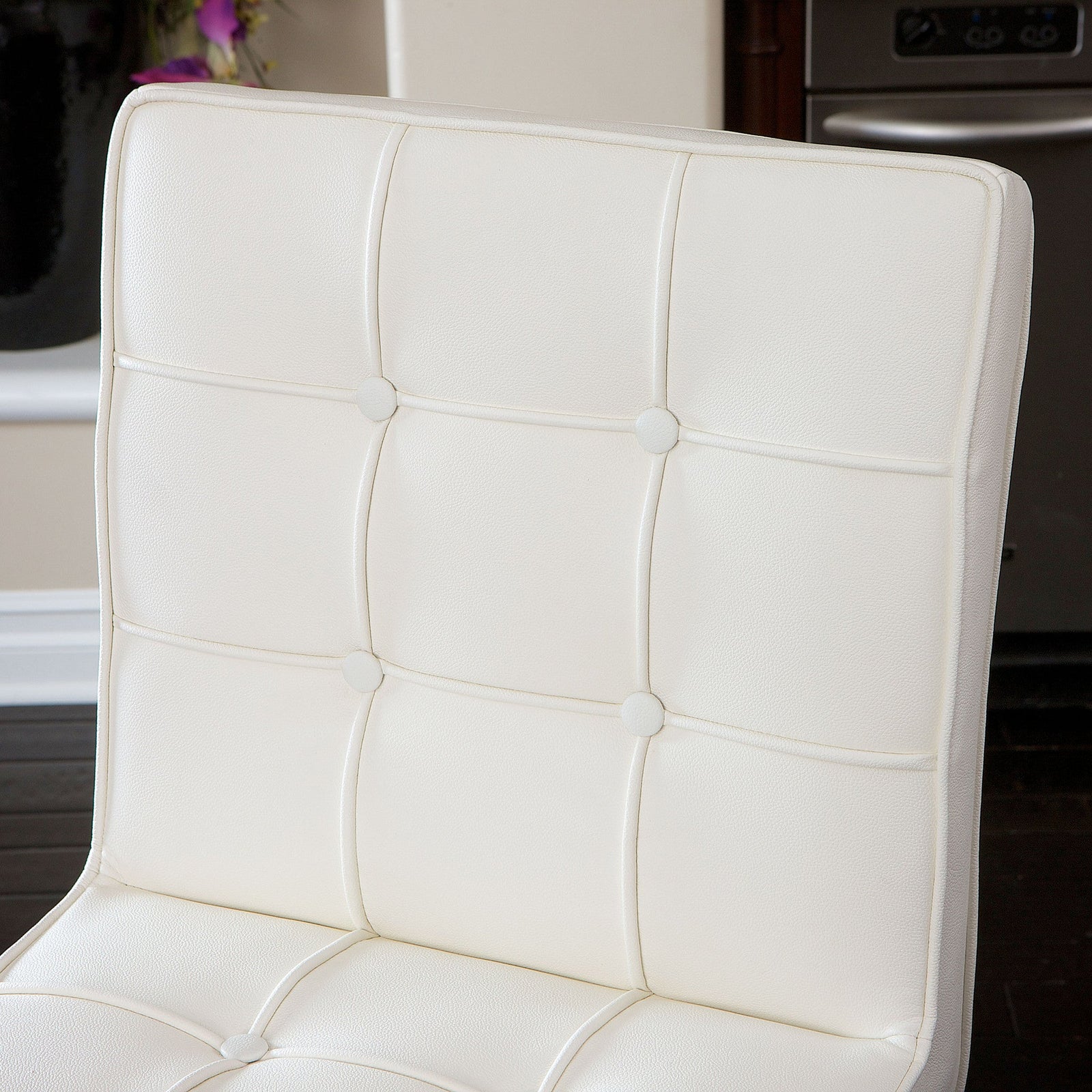 Pandora Bonded Leather & Steel Bar Stool in White