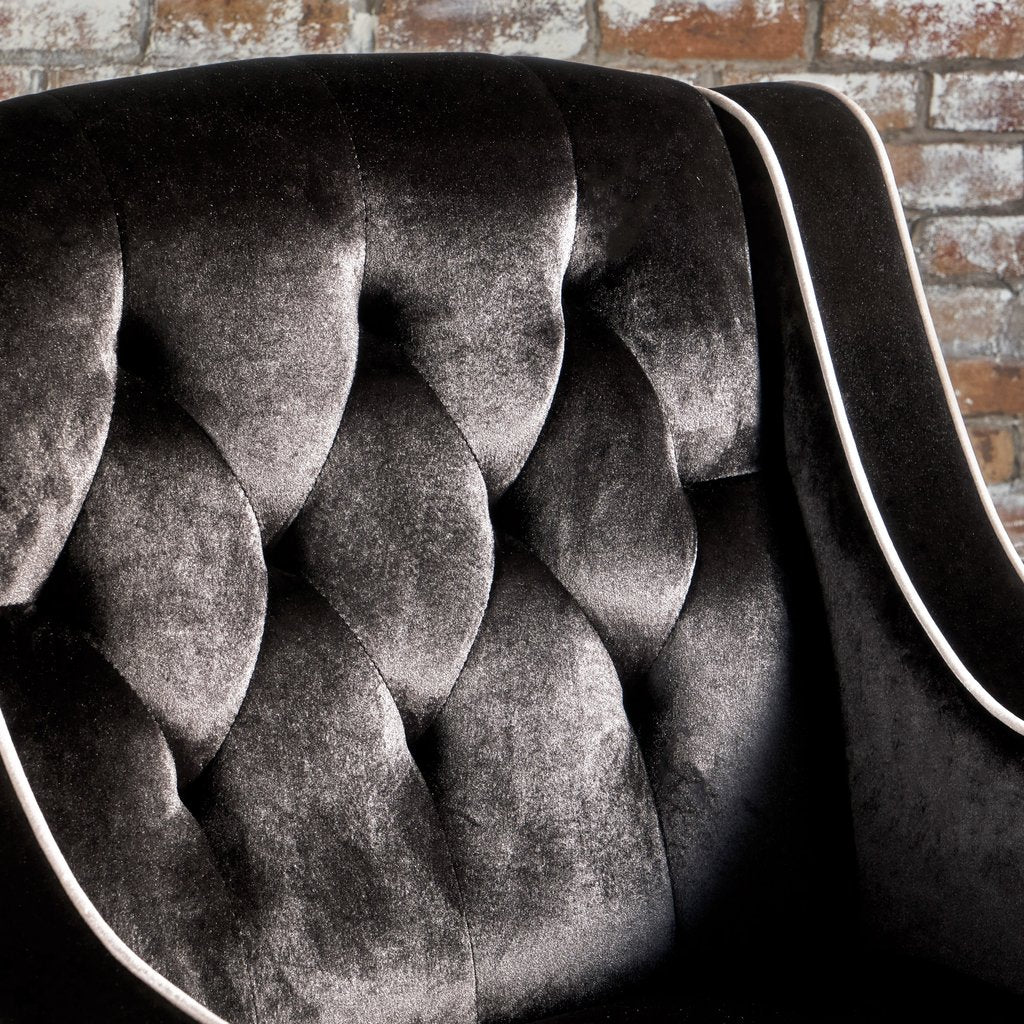 Lara Two Tone Tufted Black New Velvet Club Armchair