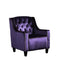 Plum Velvet Armchair – Two‑Tone Design with Tufted Back & Tanoak Legs