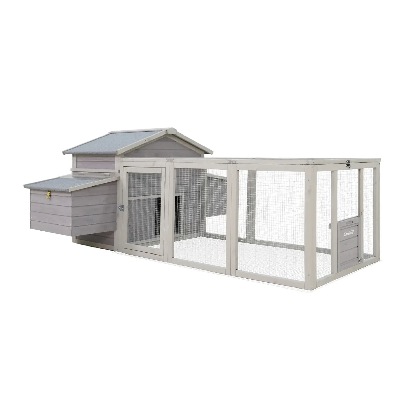 Samland Wooden Chicken Coop with Spacious Run – Outdoor Waterproof Hen House for Multiple Chickens