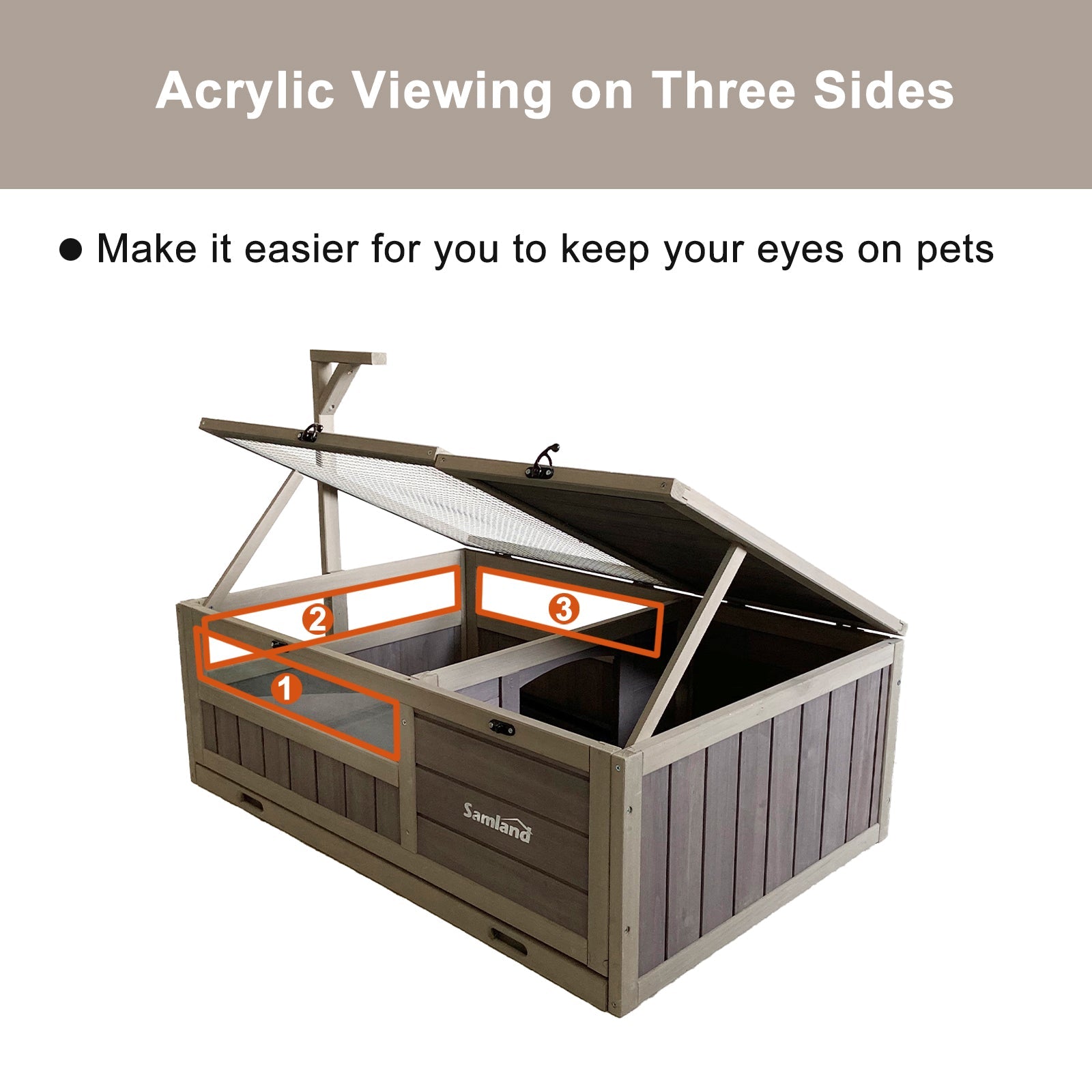 Samland Wooden Tortoise House Cage, Indoor Enclosure House Reptile Habitat Cage Box