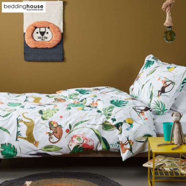 Crazy Jungle Kids Cotton Percale Multi Quilt Cover Sets   Single