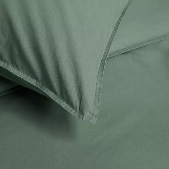 Organic Cotton Basic Green Quilt Cover Sets   King
