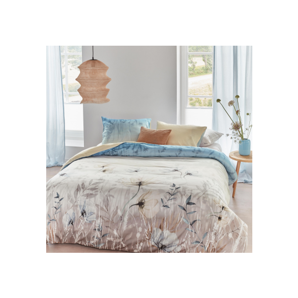Isabelle Cotton Sateen Light Blue Quilt Cover Sets   Queen