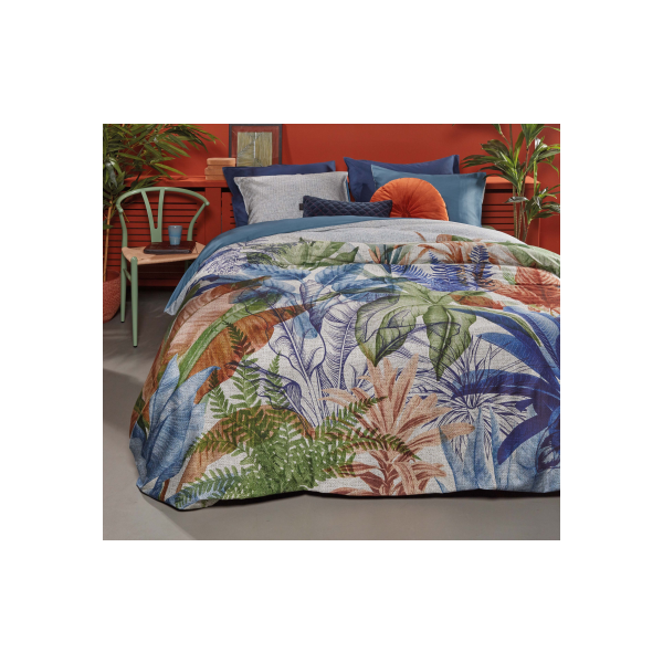 Isla Cotton Sateen Blue Quilt Cover Sets by Bedding House Queen