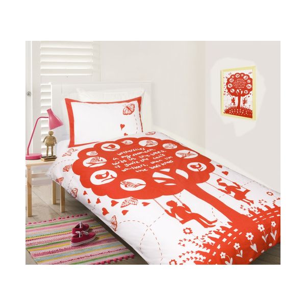 The Bees Knees Red Printed Quilt Cover Sets   Double