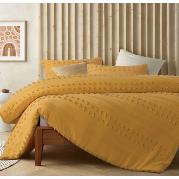 Sans Sovci Cotton Ochre Quilt Cover Set by Accessorize Queen