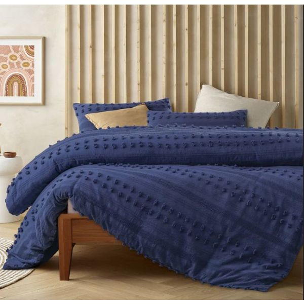 Sans Sovci Cotton Bijou Blue Quilt Cover Set by Accessorize King