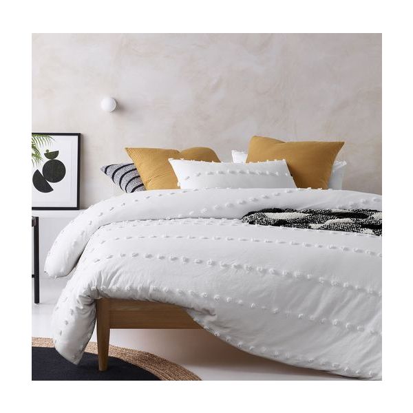 Serapian White Quilt Cover by Vintage Design Homeware King