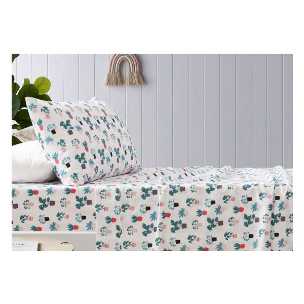 Plant Printed Microfibre Sheet Sets by Happy Kids Single