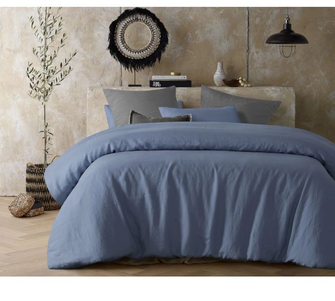 Hemp Quilt Sky Blue Cover   Queen