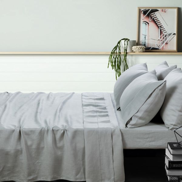 Dove Grey Linen Sheet Sets   Single